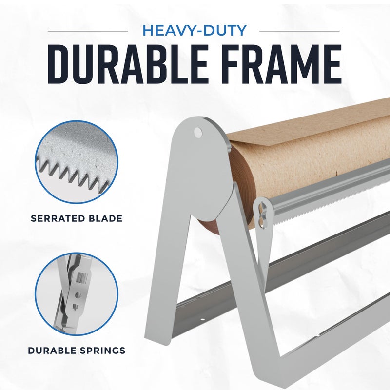 Bryco Goods - 24 Inches Roll Dispenser and Cutter Made of Heavy-Duty Steel Frame & Sharp Blade. Wall Mountable & Tabletop. Ideal for Kraft, Freezer, Packing & Butcher Paper - Up to 1000ft Rolls - Image 4